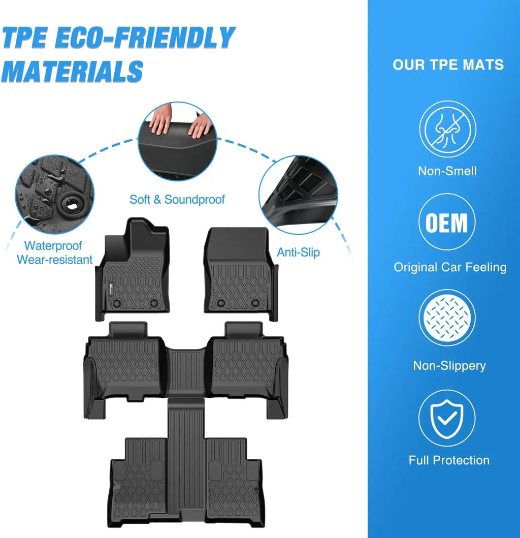 Nilight Custom Fit TPE Floor Mats All Weather Waterproof Car Floor Liners for Toyota Sequoia 2023-2025 & Land Cruiser 2024-2025 Interior Accessories Vue