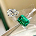 Huitan Green & White CZ Open Ring – Trendy Women's Jewelry Fashion Ring Vue F1748 resizable