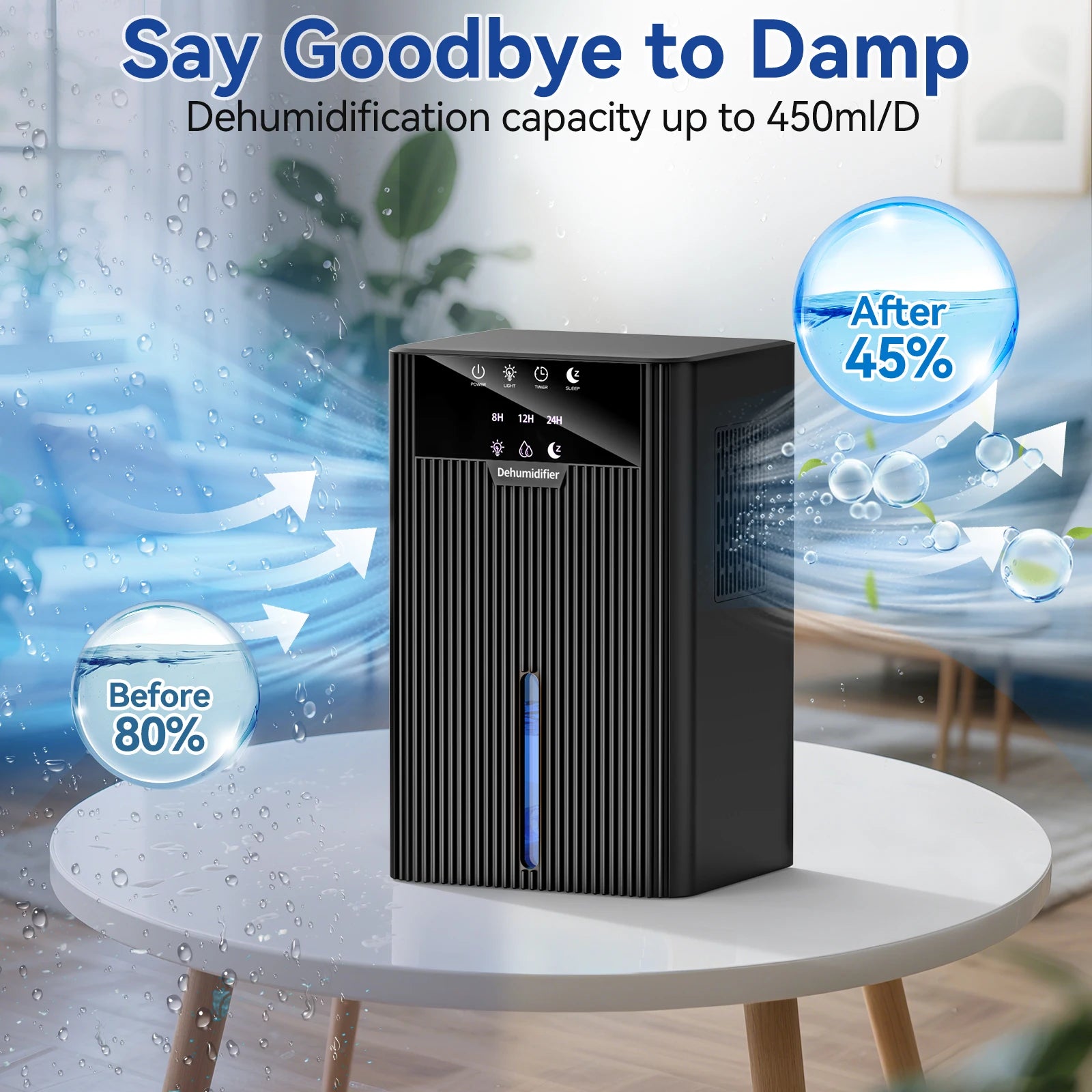 Portable Home Dehumidifier Moisture Absorber Air Purifier Drying