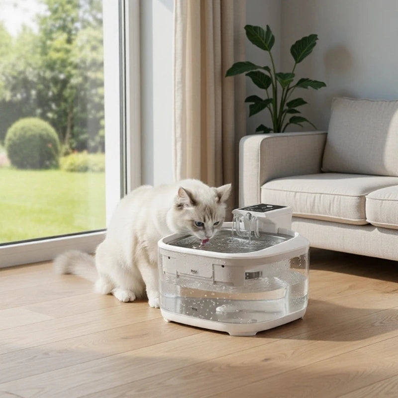 Smart Rechargeable Cat Water Fountain Silent Auto Circulating Filtration Water Dispenser For Cats Kittens Home Table Decor Vue