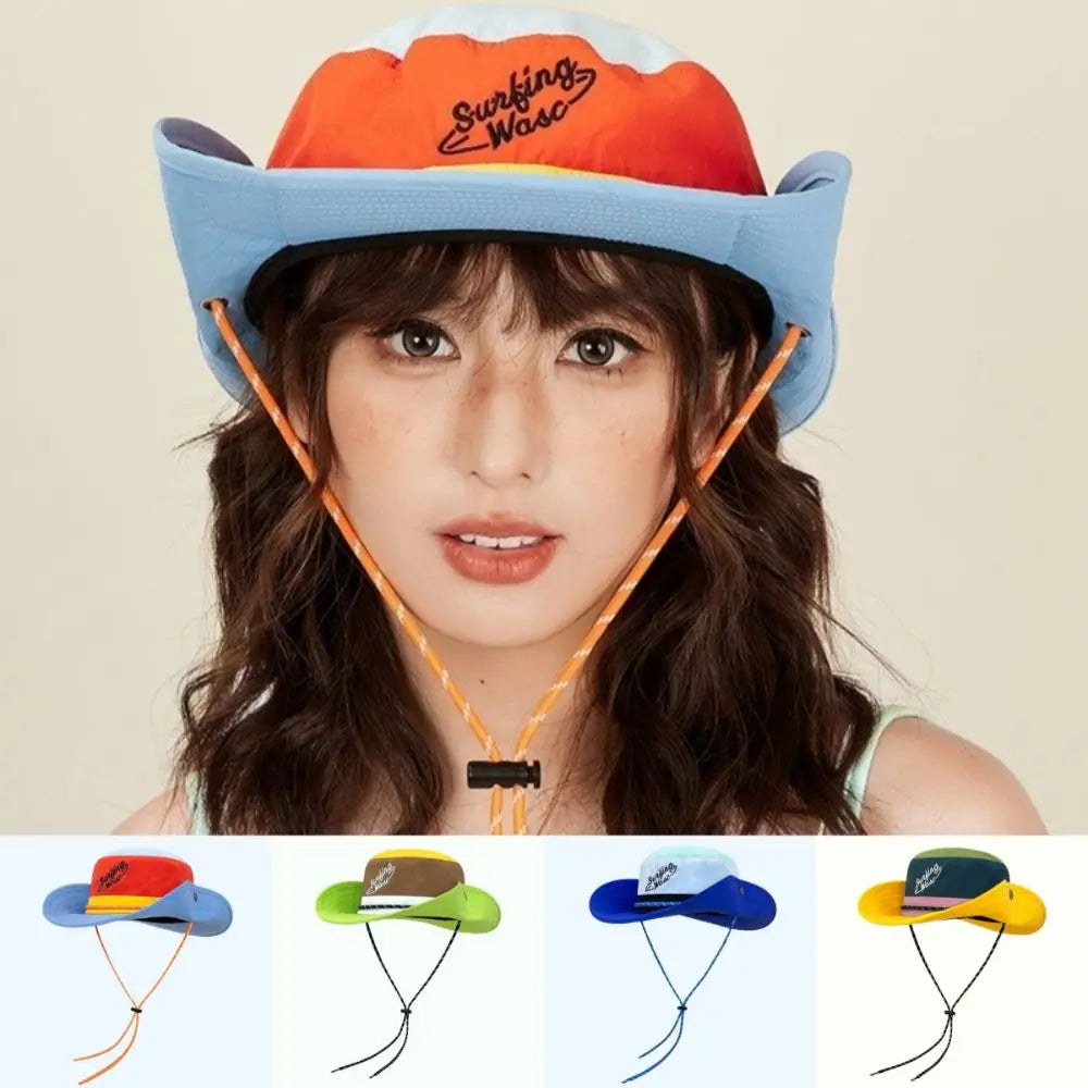 Color-blocked Design Travel Bucket Hats Breathable Quick Dry Vue