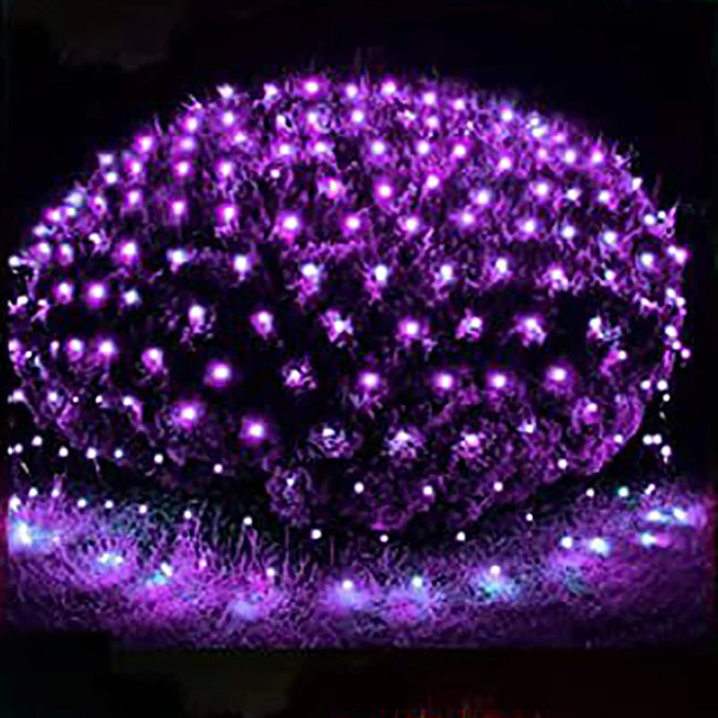 Led Net Mesh String Lights EU Plug 220V Street Garlands Christmas Decorations Outdoor New Year Wedding Party Garden Bush Decor Vue purple EU Plug 3x2m 192leds