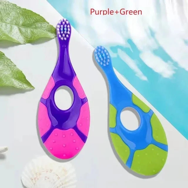 vvocci 2PCS Deciduous Teeth Toothbrush Kids Toothbrush Children With Soft Bristles BPA-Free Toddler Toothbrush Training Vue B406 Purple Green