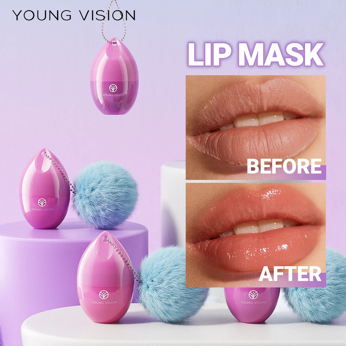 5-Color Lip Mask - Cherry & Strawberry Scented Jelly, Moisturizing Lip Care, Repair & Fade Lip Lines, For Lipitis Relief Vue