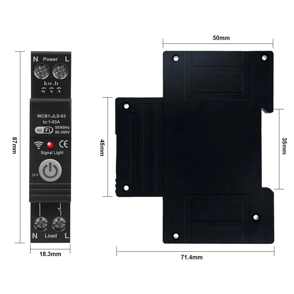 Tuya WiFi Over Voltage Under Voltage Over Current Temperature Leakage Protect Timing Switch Bidirectional Measure Energy Meter Vue