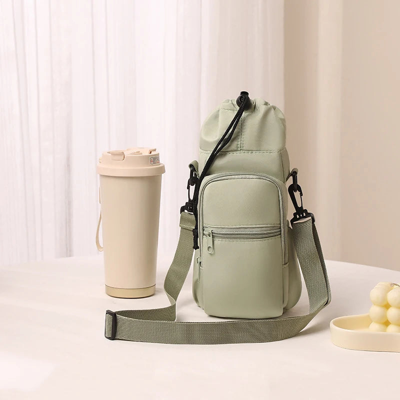 Portable Water Bottle Bag Adjustable Strap Thermal Mugs Insulated Vue 29cm army green
