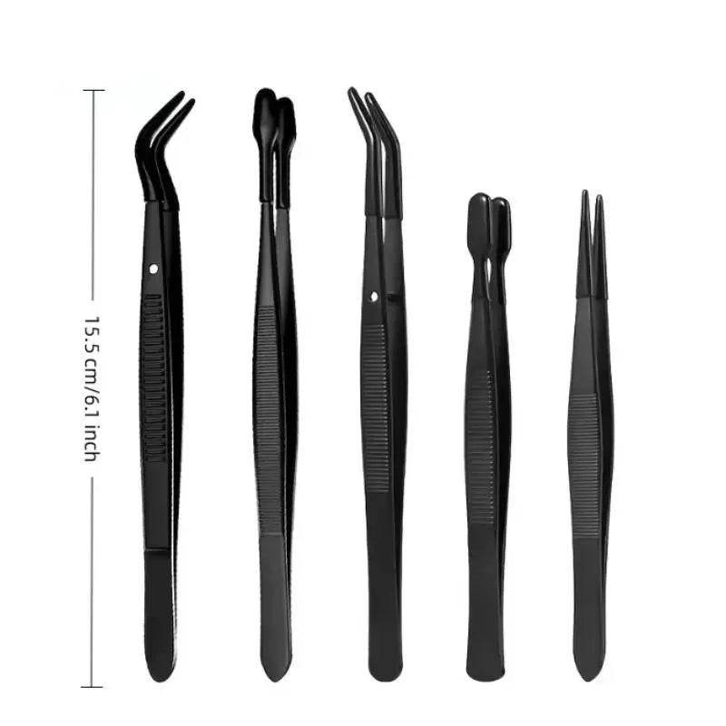 2/3/5Pcs Tweezers With Rubber Tips Stamp Clip False Eyelash Tweezers Rubber PVC Flat Tip Bent Tip Tweezers Clamping Tool Vue