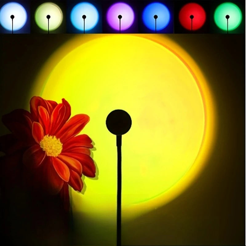 Rainbow Projection Lamp, USB Decorative Sunset Atmosphere Lamp, Multi-angle Rotatable, Suitable for Home Living Room and Bedroom Vue Sunset Red USB Plug