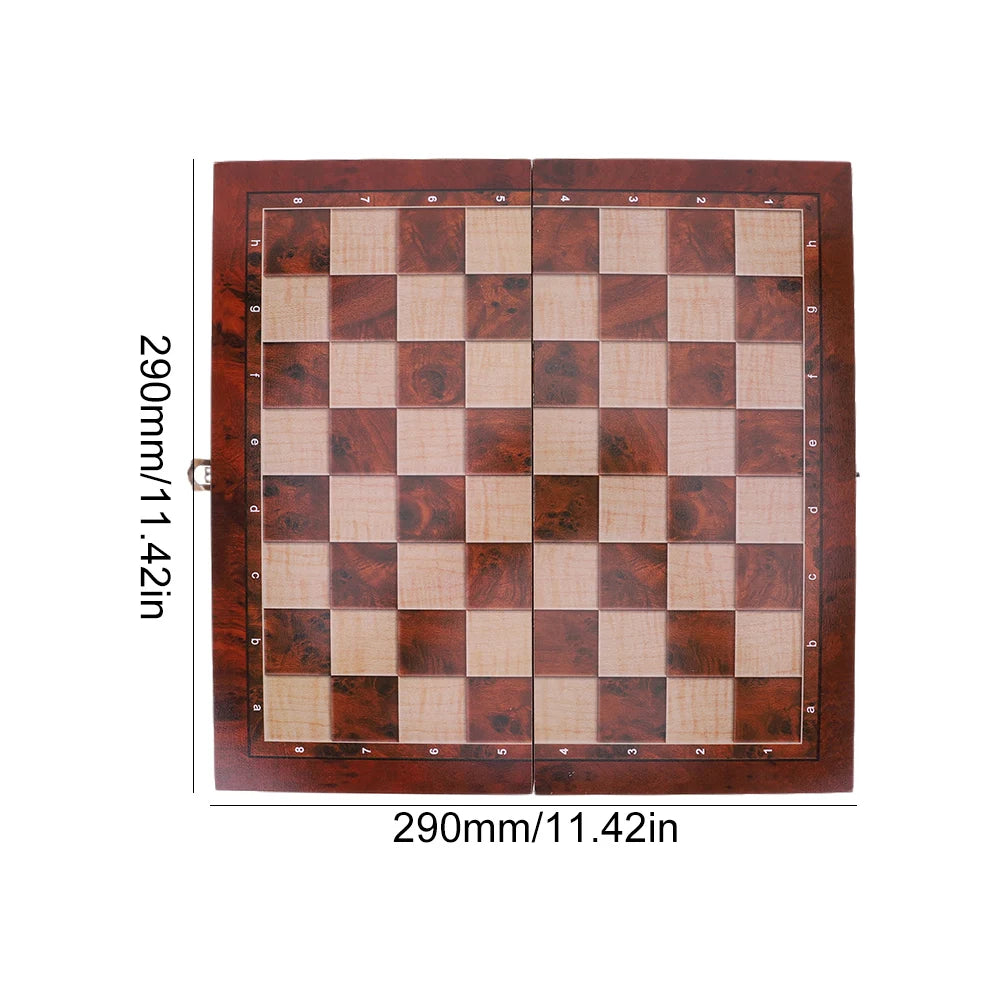 29x29cm 3 in 1 Chess Chekers Backgammon Developing Strategic Thinking Chess Wooden Set Best Gifts Wood Board Game for Boys Girls Vue
