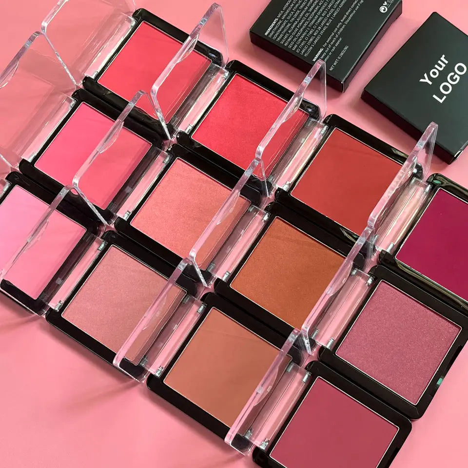 10pcs Pink Blush Palette Private Label Cosmetics Face Makeup Matte Pressed Powder Blusher Wholesale Bulk For Business Vue