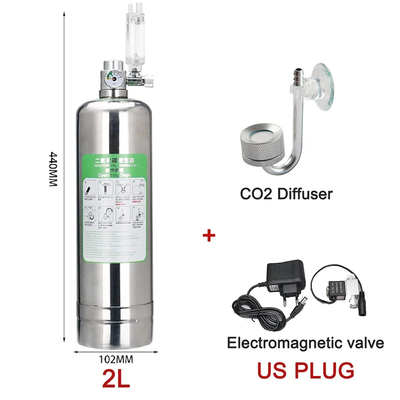 Stainless Steel Aquarium CO2 Generator System Kit – 1L & 2L Aquarium CO2 Generator Vue 2L full set US