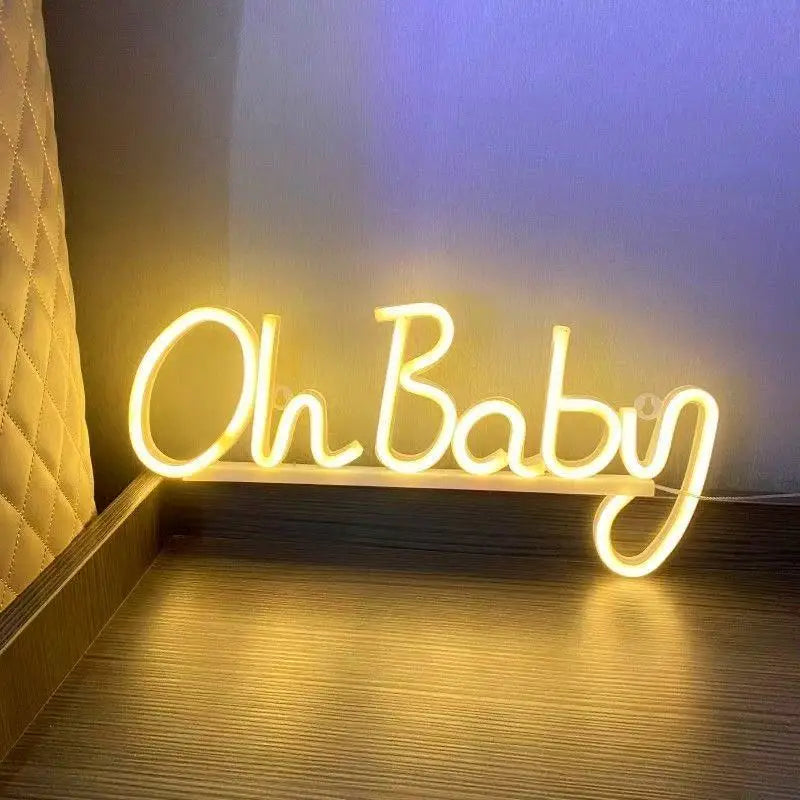 LED Neon Oh baby USB or battery Powered Neon Signs Night Light 3D Wall Art & Bedroom Living Room Decor Lamp Sign Christmas Gift Vue