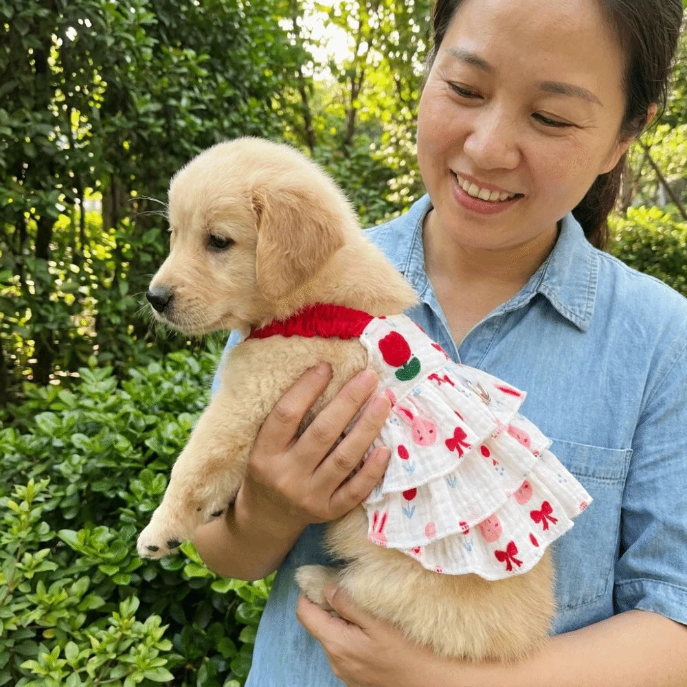 Soft Thin Breathable Dog Cake Skirt Comfortable Cotton Puppy Princess Skirt Cartoon Lightweight Summer Cat Clothes Indoor Vue