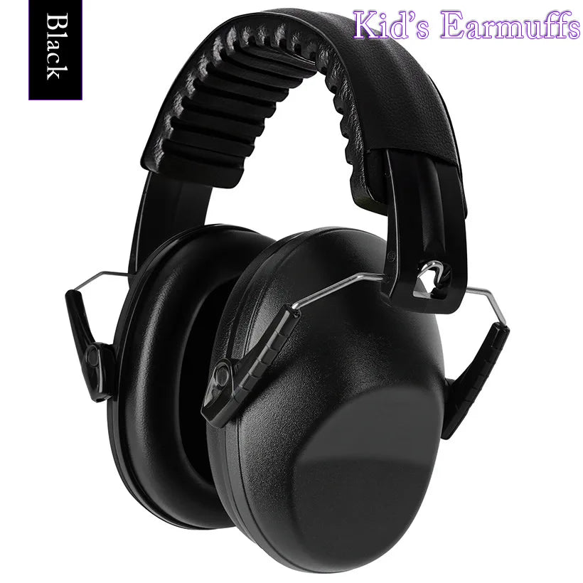 Cute Children Anti-Noise Earmuffs Pink Cat Ears Kid Hearing Protection Adjustable Ear Protector For Study Sleep Noise Cancelling Vue Black