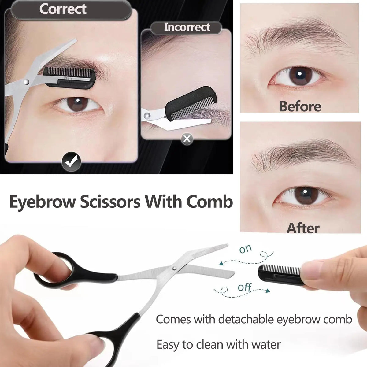Eyebrow Scissors with Comb, KAJUDA Facial Hair Small Grooming Scissors For Men Women - Eyebrow Trimmer Scissor for Eyebrows, Nos Vue