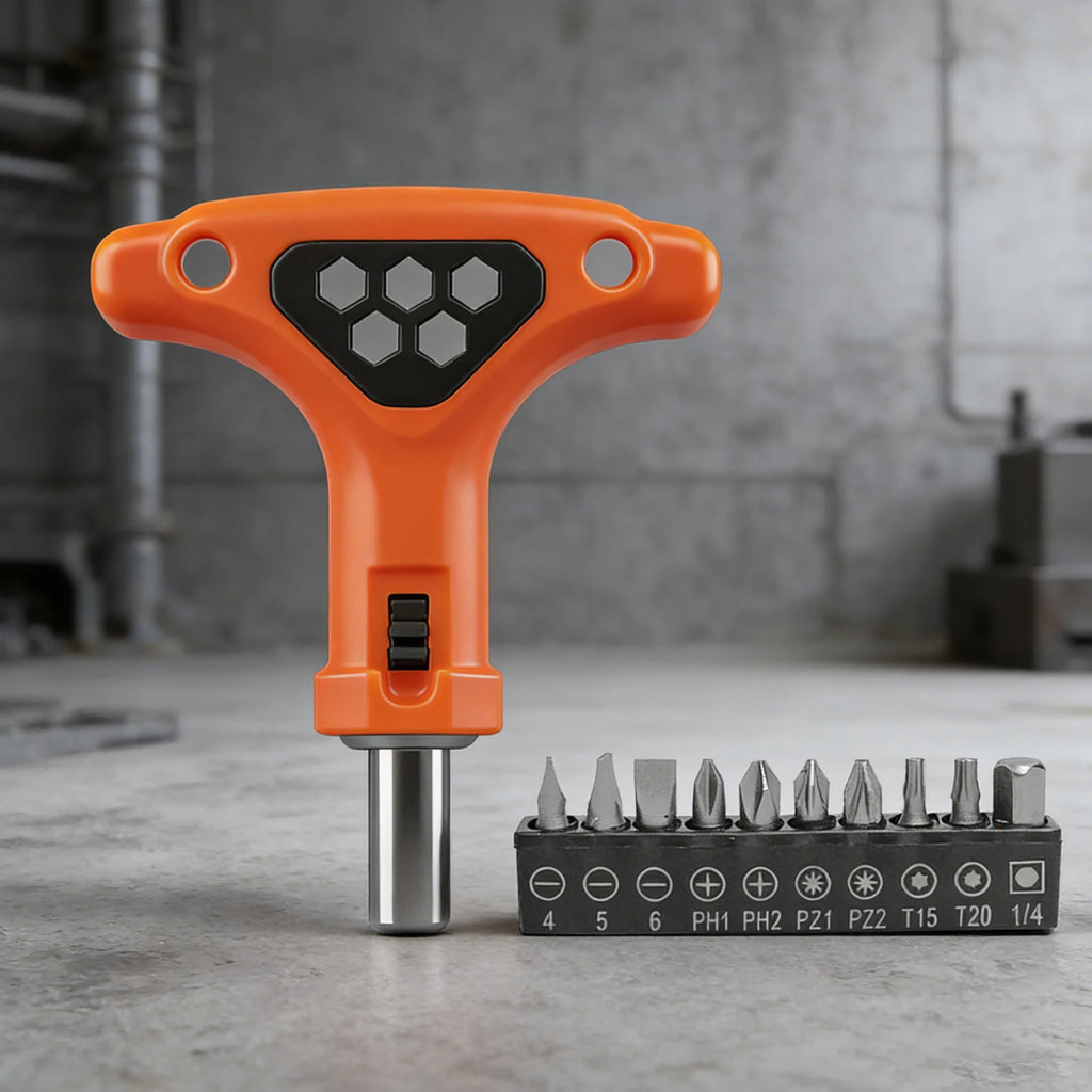 Ratcheting T-Handle Bit Driver | 1/4" Hex Screwdriver Set Ratchet Bit Driver Vue