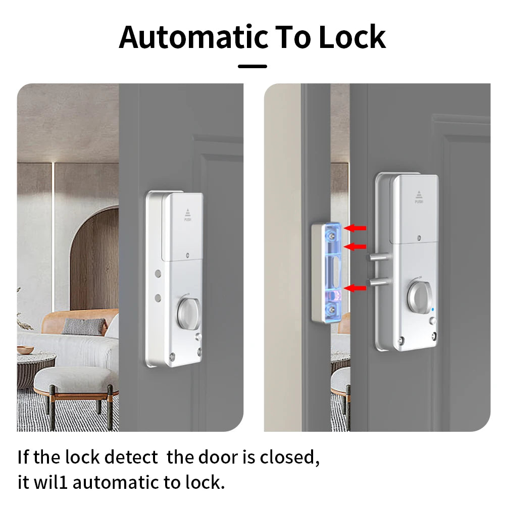 Support Tuya App Bluetooth to Wifi Electronic Lock Handle Smart Home Remotely Unlock Door Lock for Hotel/ Apartment/Guesthouse Vue