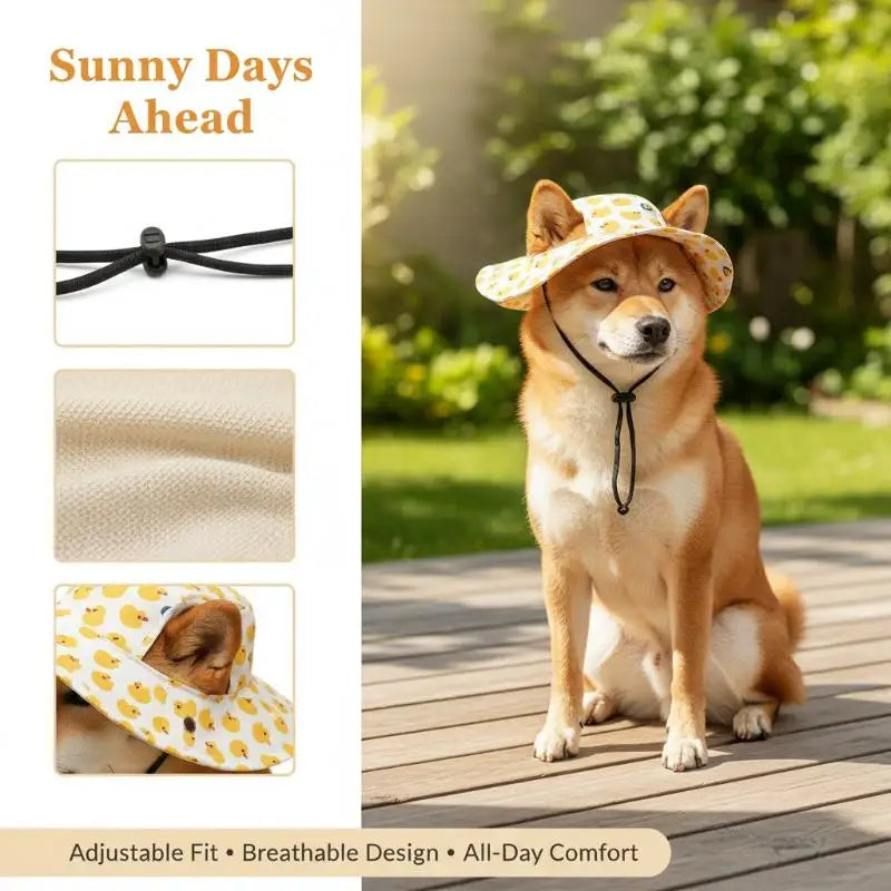 Summer Pet Cat Sun Hat Ear Holes Cute Kitten Fisherman Cap UV