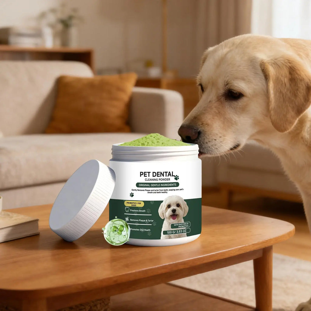 100g Home Dog Powder For Teeth Natural No Brushing Cleaner Pet Tooth Clean Powder For Dog For Puppy Kitten Small Large Breeds Vue