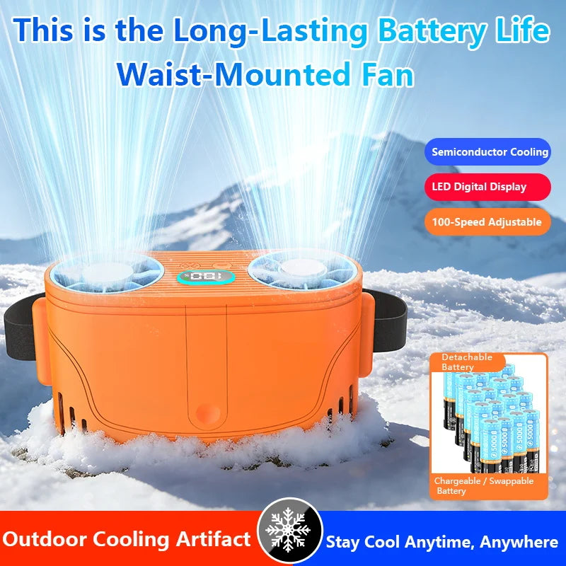 10000mAh waist-mounted fan cooling high-temperature outdoor work room welding site portable waist-mounted fan Vue Default Title