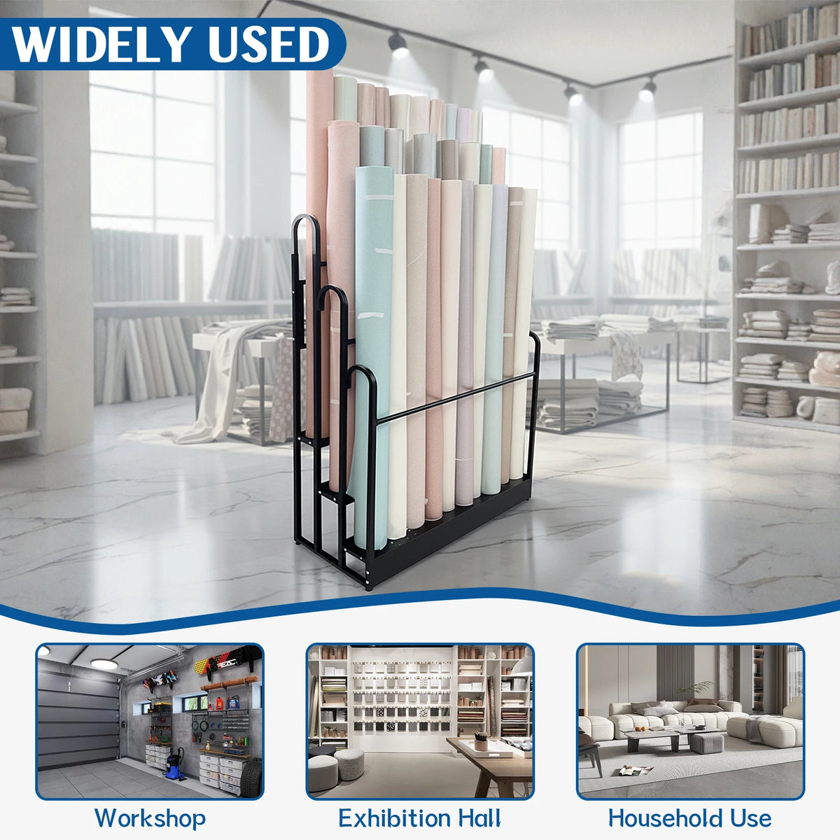 APWIKOGER 3-Tier Fabric Roll Storage Rack & Display Stand Fabric Roll Display Rack Vue