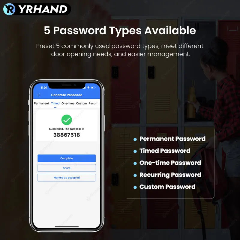 YRHAND Smart Cabinet Lock APP Control, Keypad & RFID Card Entry,Dual Authentication,Remote Access for Home Office Drawer Safe Vue