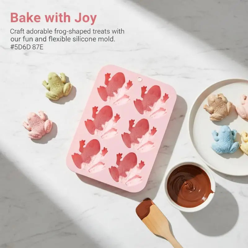 Frog Silicone Fondant Mold 6 Hole Toad Shape Chocolate Candy Moulds for Passover Baking and Party Supplies Vue