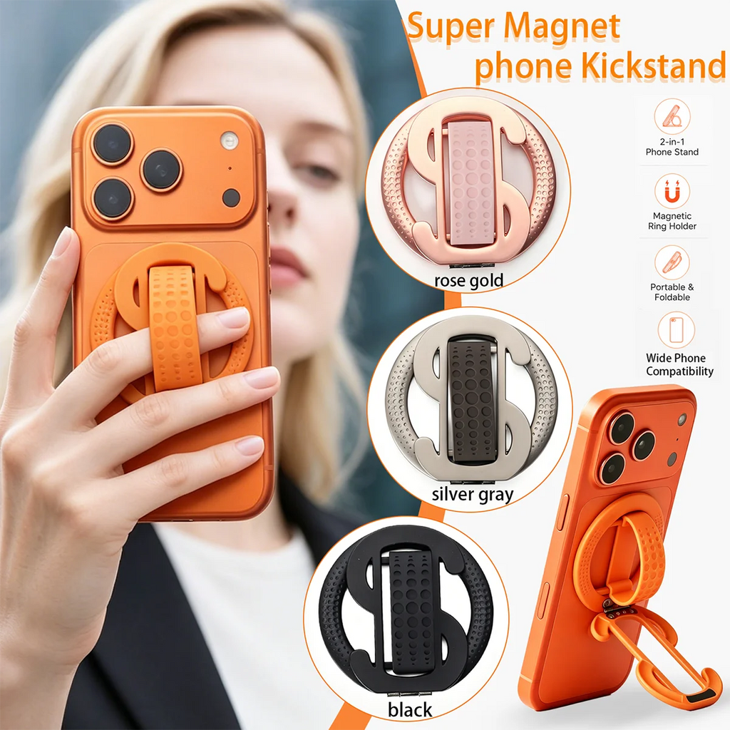 Magnetic Ring iPhone Holder For MagSafe Grip Simplicity Rotation [Super Magnet] for IPhone/Huawei/Samsung Phone Foldable Bracket Vue