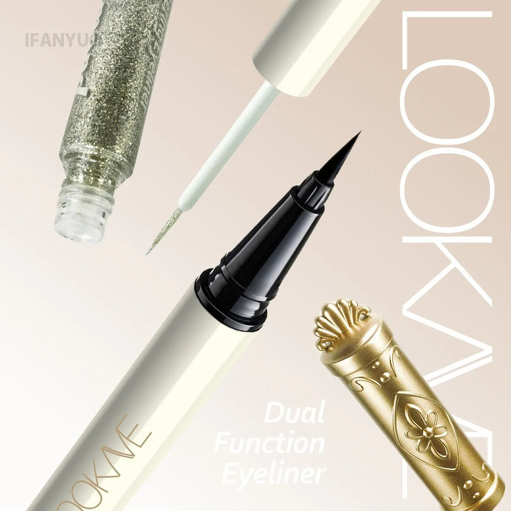 Dual Eyeliner Wand Pearlescent Diamond Eye Shadow Liquid Sequins Smooth Mini Fine Brush Black Silver Gold Glitter Eye Pigment Vue