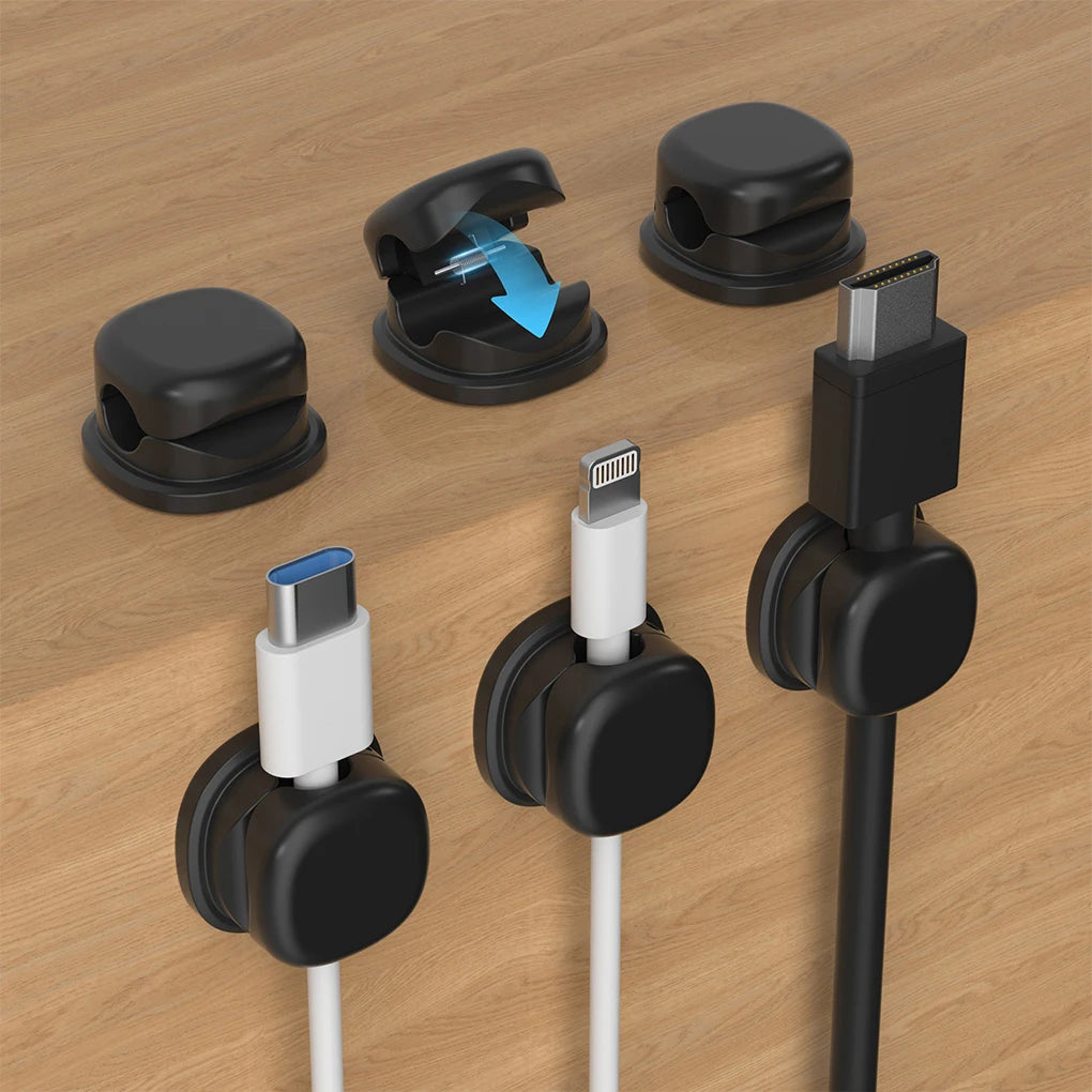 6-Pack Adjustable Cable Clips – Under-Desk Cord Organizer Cable Management Clips Vue