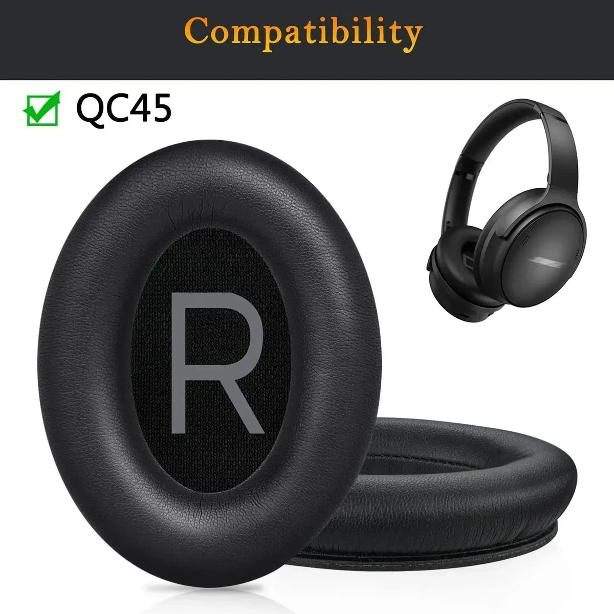 Replacement Ear Pads Cushions for Bose QC45 QuietComfort 45 Headphone Softer Protein Leather Earpads Vue