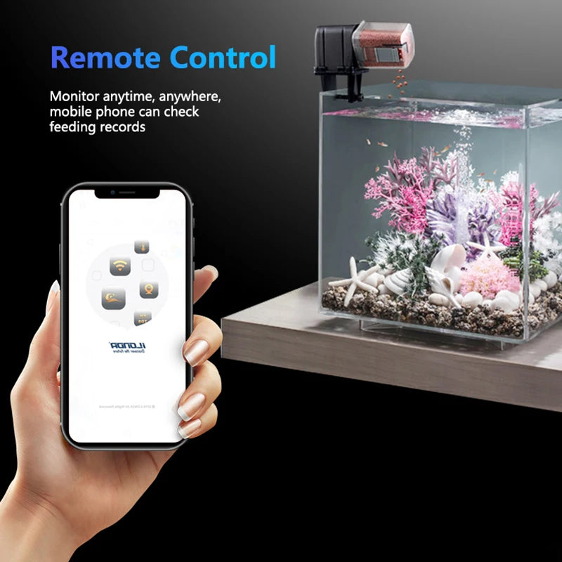 Smart WiFi Fish Feeder Remote Control Fish Tank Feeding For Holiday Auto Fish Food Timing Dispenser Automatic Aquarium Feeder Vue