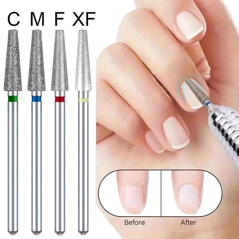 4PCS Tapered Diamond Nail Drill Bits Cuticle Clean Milling Cutter for Electric Manicure Drill Nails Accessories Vue