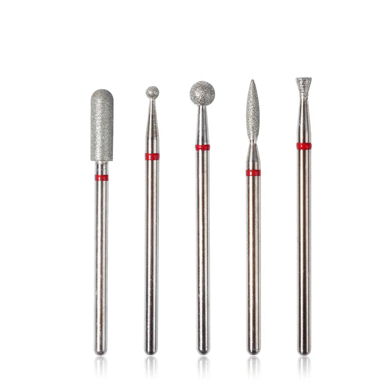 1/5Pcs Red Diamond Nail Drill Bit Milling Cutter for Manicure Electric Rotary Burr Cuticle Tools Accessories Vue