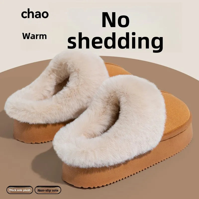 Winter Couple Slippers for Men and Women Indoor Outdoor Plush Fleece Lined Anti Slip Thick Sole Home Warm Cotton Shoes Vue