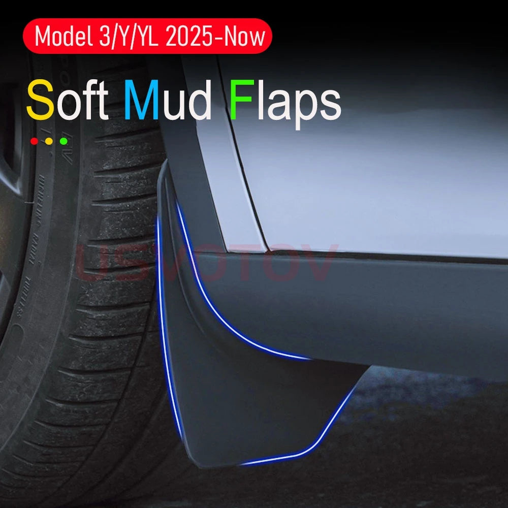For Tesla Model 3 Y YL Juniper 2026 2025 Mud Flap Splash Guard MudFlaps Front Rear Fender Mudguards Protector Travel Accessories Vue