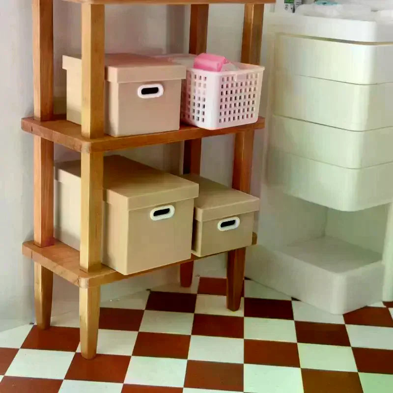 1Pcs Home Decoration Dollhouse Mini Color Storage Box With Lid Model Dolls House Micro Scene Ornaments Decor Props Vue