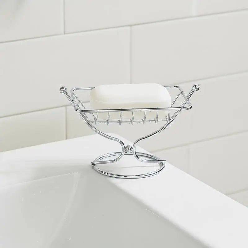 Square Metal Soap Dish Holder Rustproof Wire Soap Rack Creative Draining Soap Holder For Bathroom Kitchen Countertop Vue
