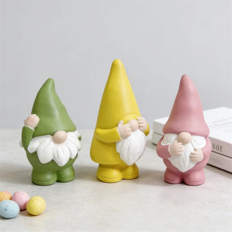 Rabbit Ear Macaron Color Easter Elf Holding Egg Resin Figurine Pastel Table Centerpiece Home Holiday Decor For Kids Women Vue