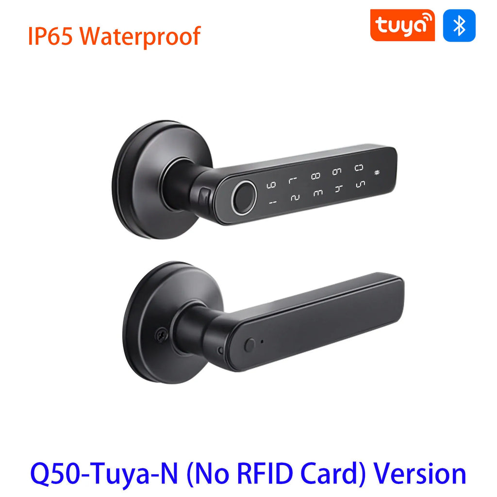 Q50 Support Tuya App Bluetooth Smart Fingerprint Door Lock Password Mechanical Key Unlocking For Wooden Door Single Handle Rainp Vue Q50-no rfid 4in1