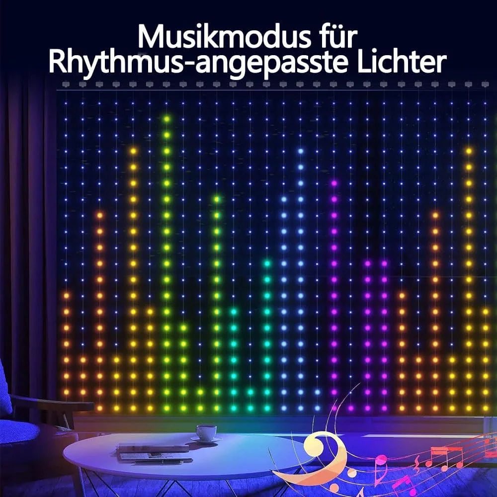 Smart Curtain Lights RGB IC 400LEDs DIY Graphic Display Suitable for Christmas Curtain Decorative Light Strings Vue