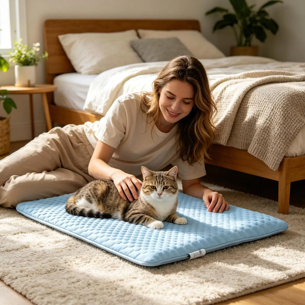 S/M/L Comfortable Cat Cooling Mat for Hot Summer, Portable Pet Bed Pad for Sleeping Resting, Indoor Outdoor Travel Camping Use Vue