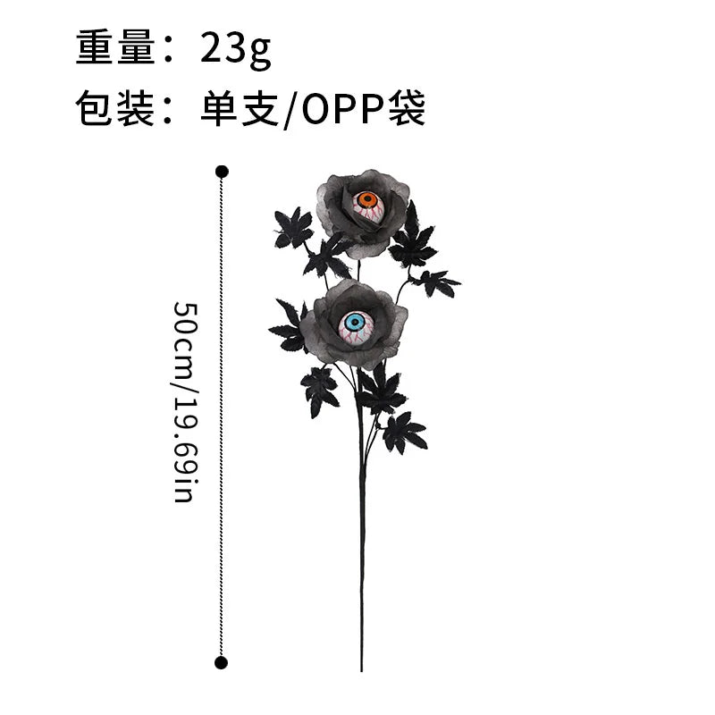 Black Artificial Eyeball Flower Bouquet Gothic Halloween Table Centerpiece Fake Eyeball Stem Spooky Home Party Decor Ornament Vue