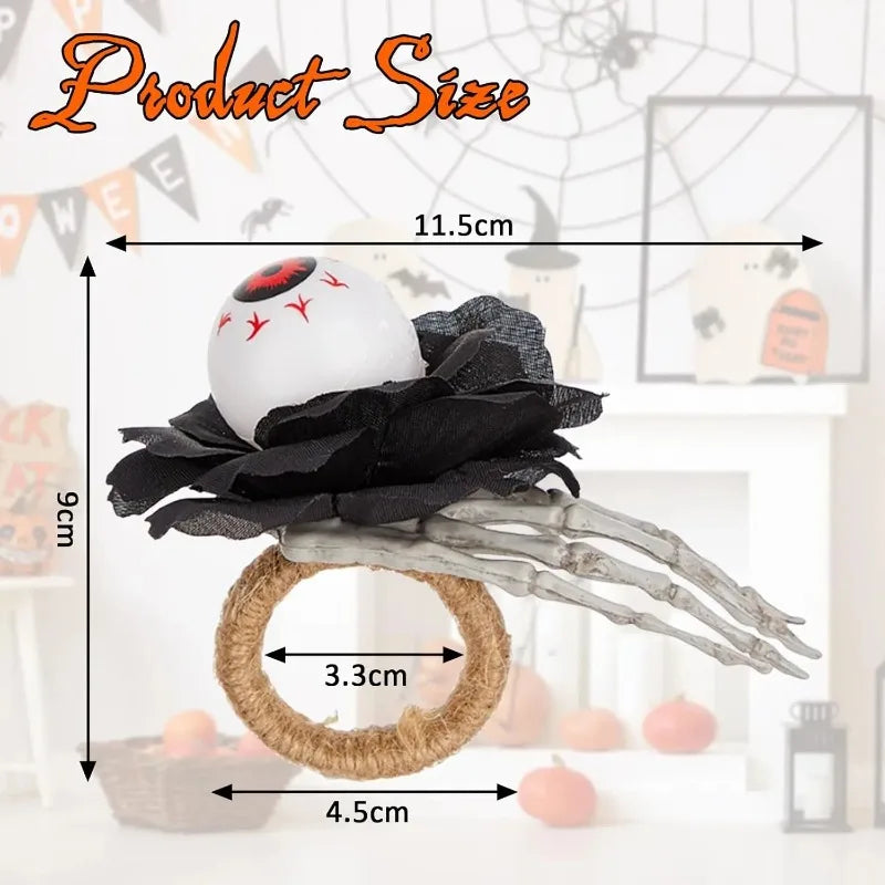 1-12pcs Scary Pumpkin Head Napkin Ring Popping Eyeball for Halloween Hotel Table Setting Ghost Party Dining Centerpiece Vue