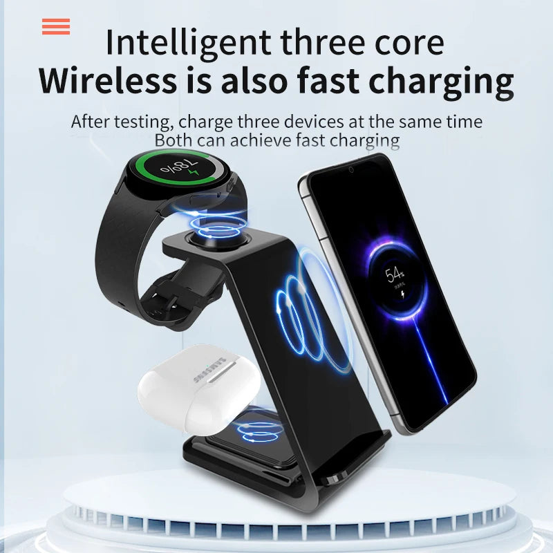 3 in 1 Wireless Charger Stand For Samsung Phones Galaxy Watch 7 8 9 Airpods Pro Fast Charging Dock Station Vue