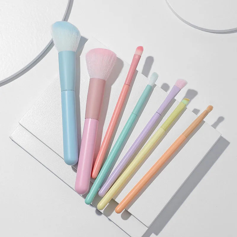 7Pcs Macaron Makeup Brushes Set Soft Synthetic Bristles Powder Blush Eyeshadow Multi-functional Face Eye Cosmetic Brushes Tools Vue