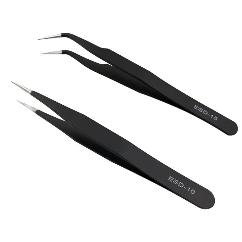 1pcs Pink/Black DIY Tweezers For Nail Art Eyebrow Eyelash Extensions Anit-Static Stainless Steel Beauty Tweezer Makeup Tools Vue