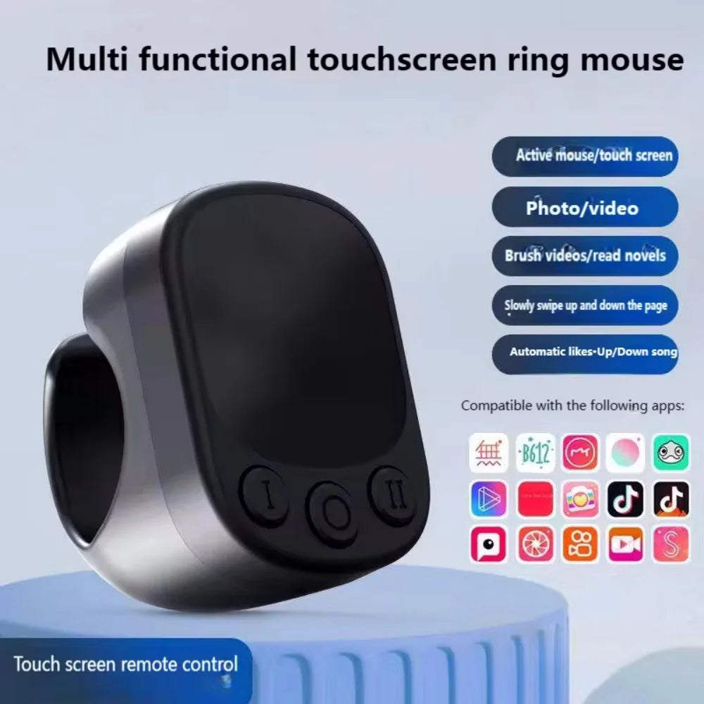 Mini Wireless Remote with Touchpad Scrolling Ring Bluetooth Page Turner for iPhone Android iPad Controller USB Rechargeable Vue