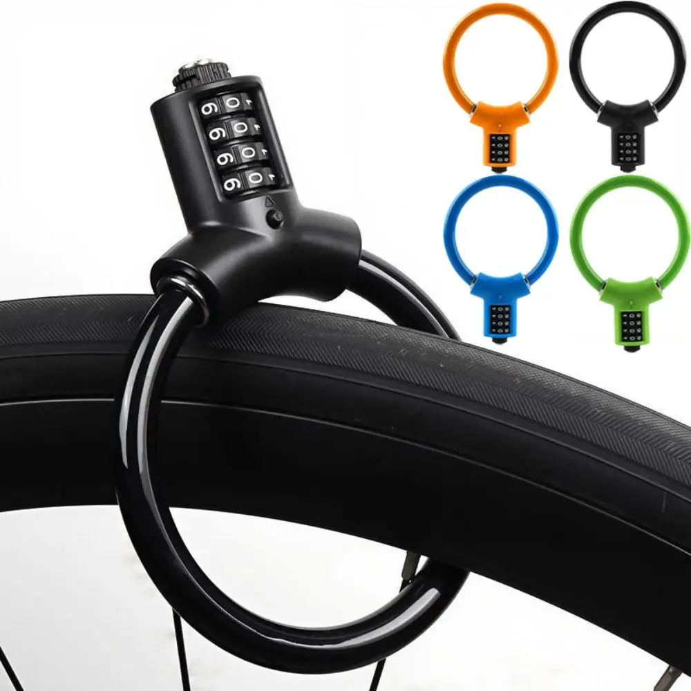 Keyless 4 Digit Combination Bike Cable Lock Steel Cable Anti Theft Bicycle Combination Lock PVC Cover Portable Ring Lock MTB Vue