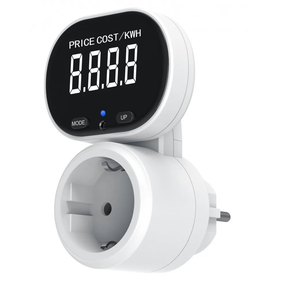 EU Plug Large Screen Rotatable Power Meter Socket 16A 3680W High Power Energy Monitor Billing Outlet 230V 50Hz Metering Socket Vue